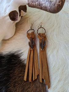 handmade earrings southwest native boho cactus fringe
