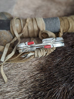 coral feather bracelet navajo sterling silver