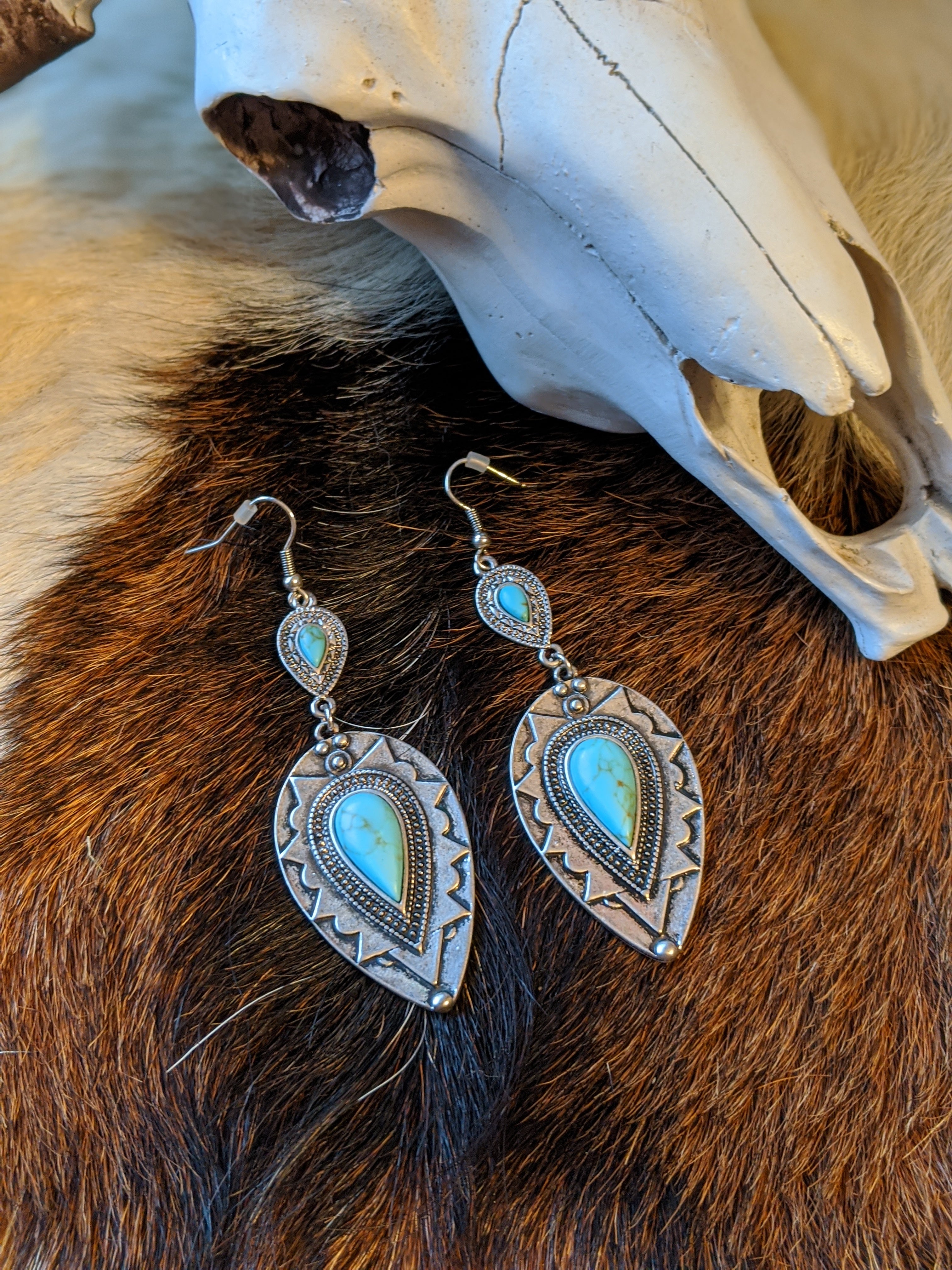 turquoise  earrings southwestern jewelry boho 