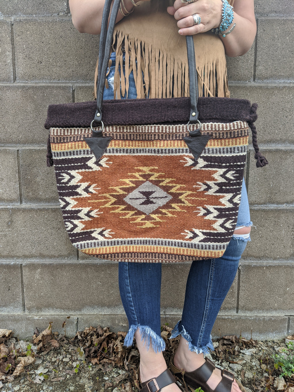 saddle blanket bag boho tote southwestern native