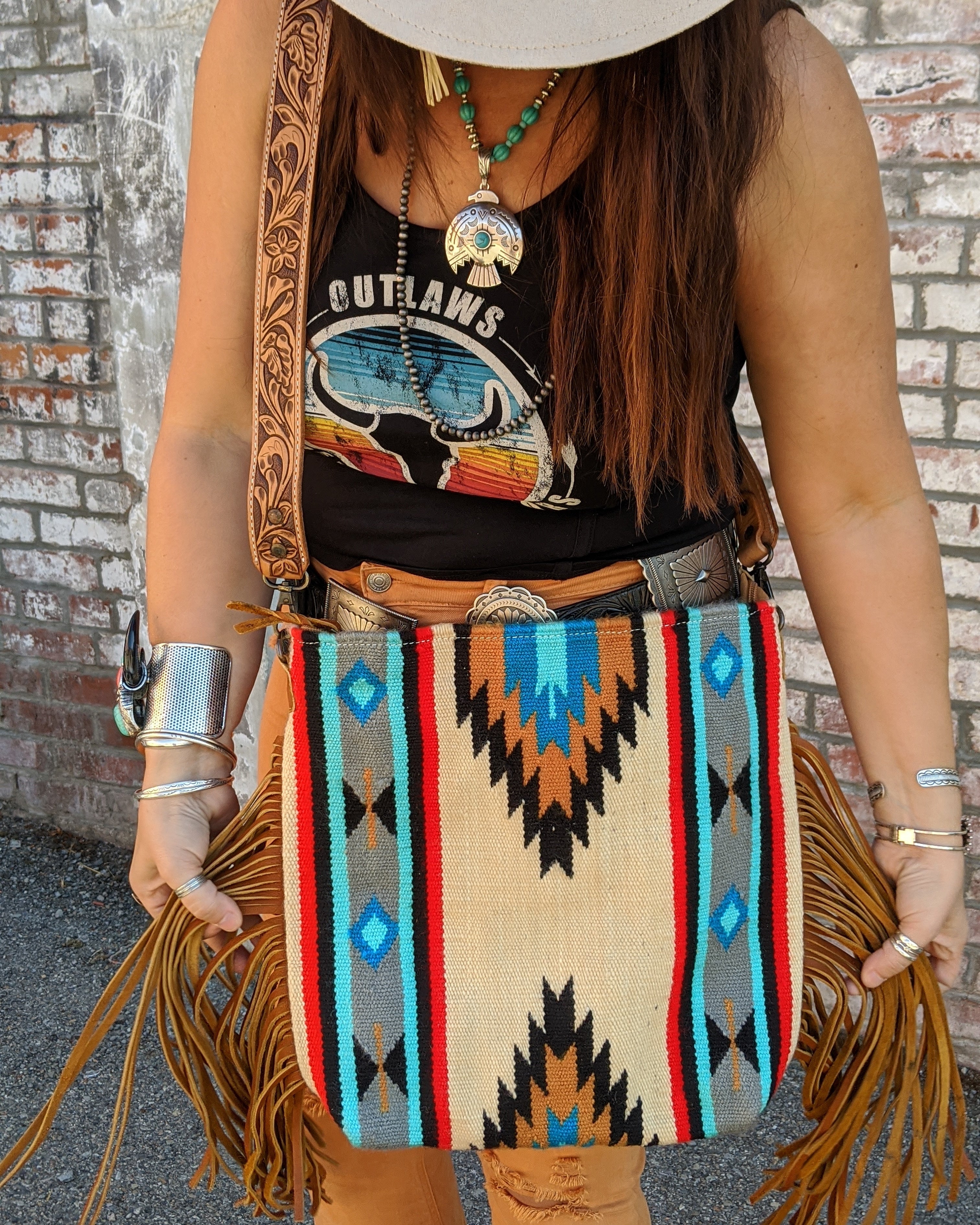 Fringed Saddle Blanket Bag
