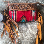 Tooled Saddle Blanket Clutch Purse